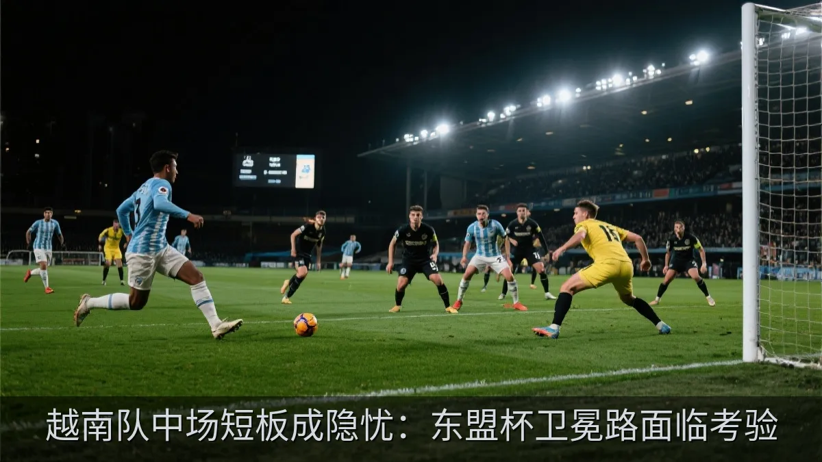 足球比赛中球队防守与中场拦截场景